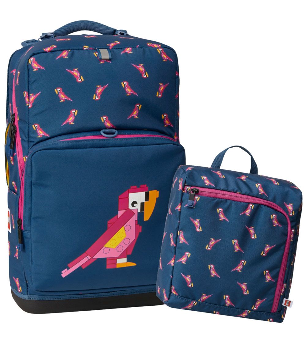 LEGO® School Backpack w. Gymsack - Parrot - Blue/Pattern