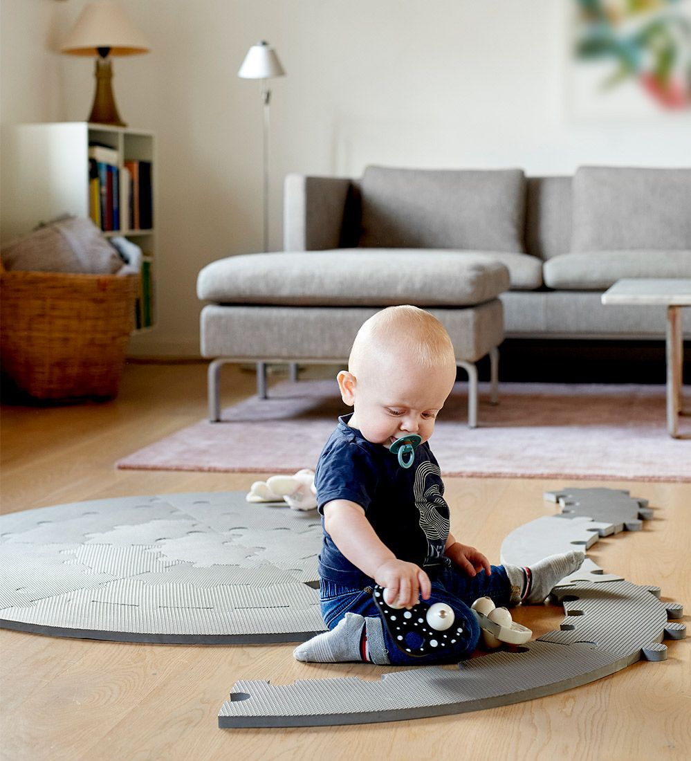 BabyDan Play Mat - Ø 110 cm - Round About - Grey