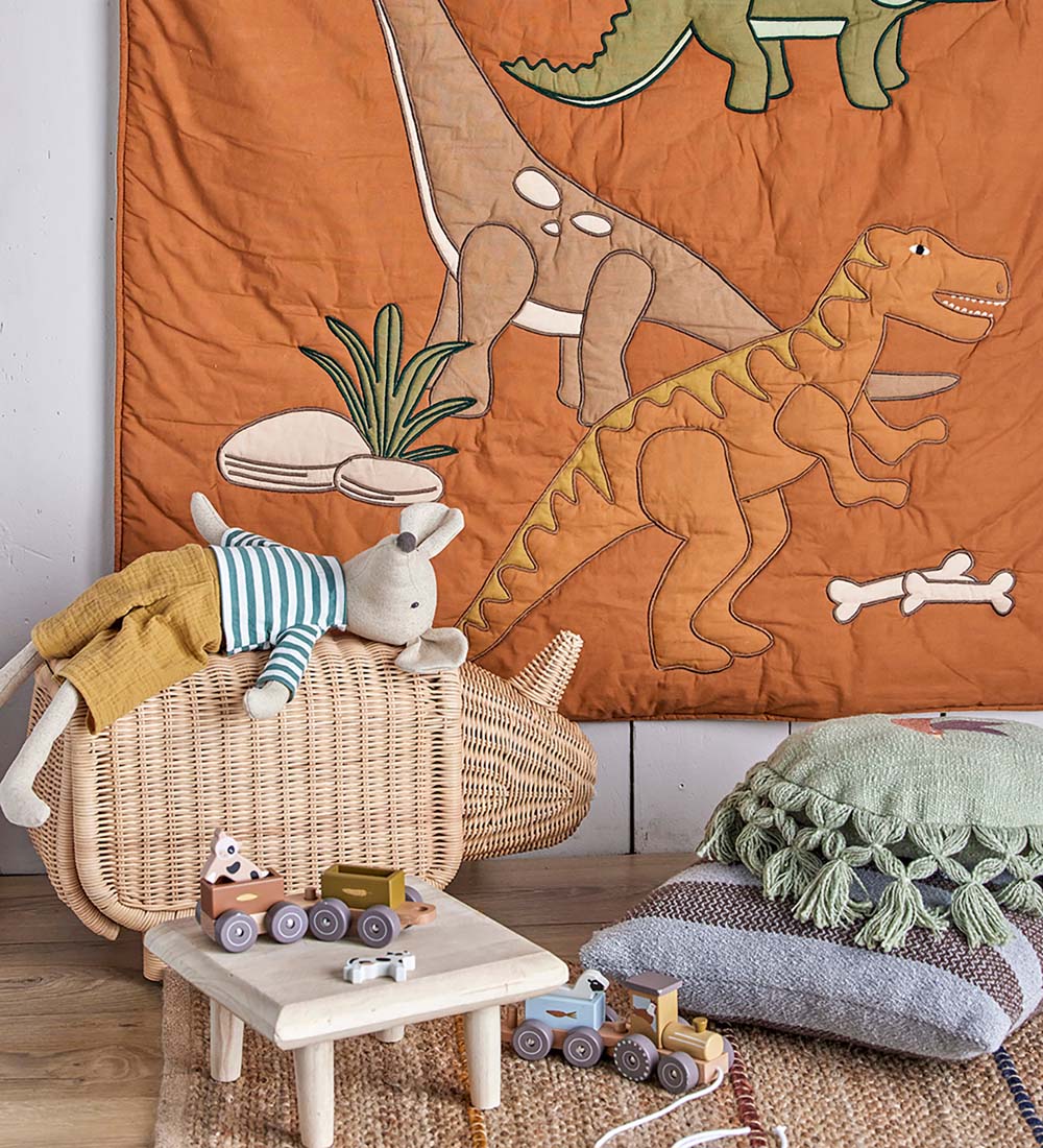 Bloomingville Wanddeko - Isaac - 100x100 cm - Braun m. Dinosauri