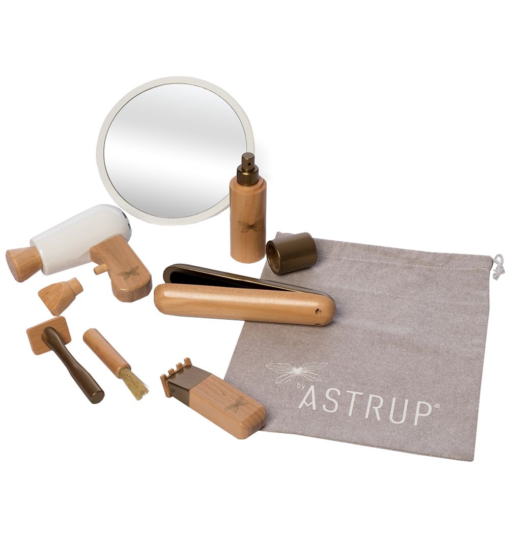 by ASTRUP Hairdressing Set - 9 Parts - Wood