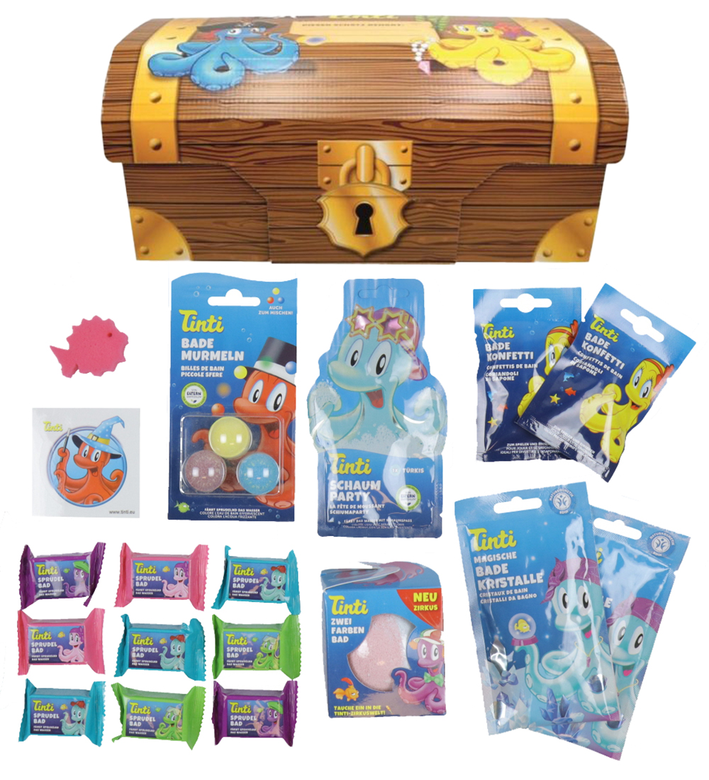 Tinti Treasure chest w. Bath Accessories - 19 Parts