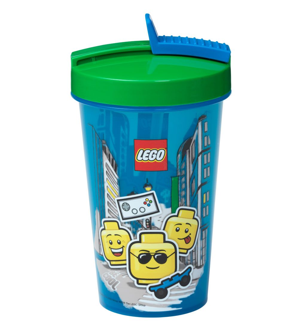 LEGO Storage Drinking Cup w. Straws - 500 ml - Iconic Boy - Bri