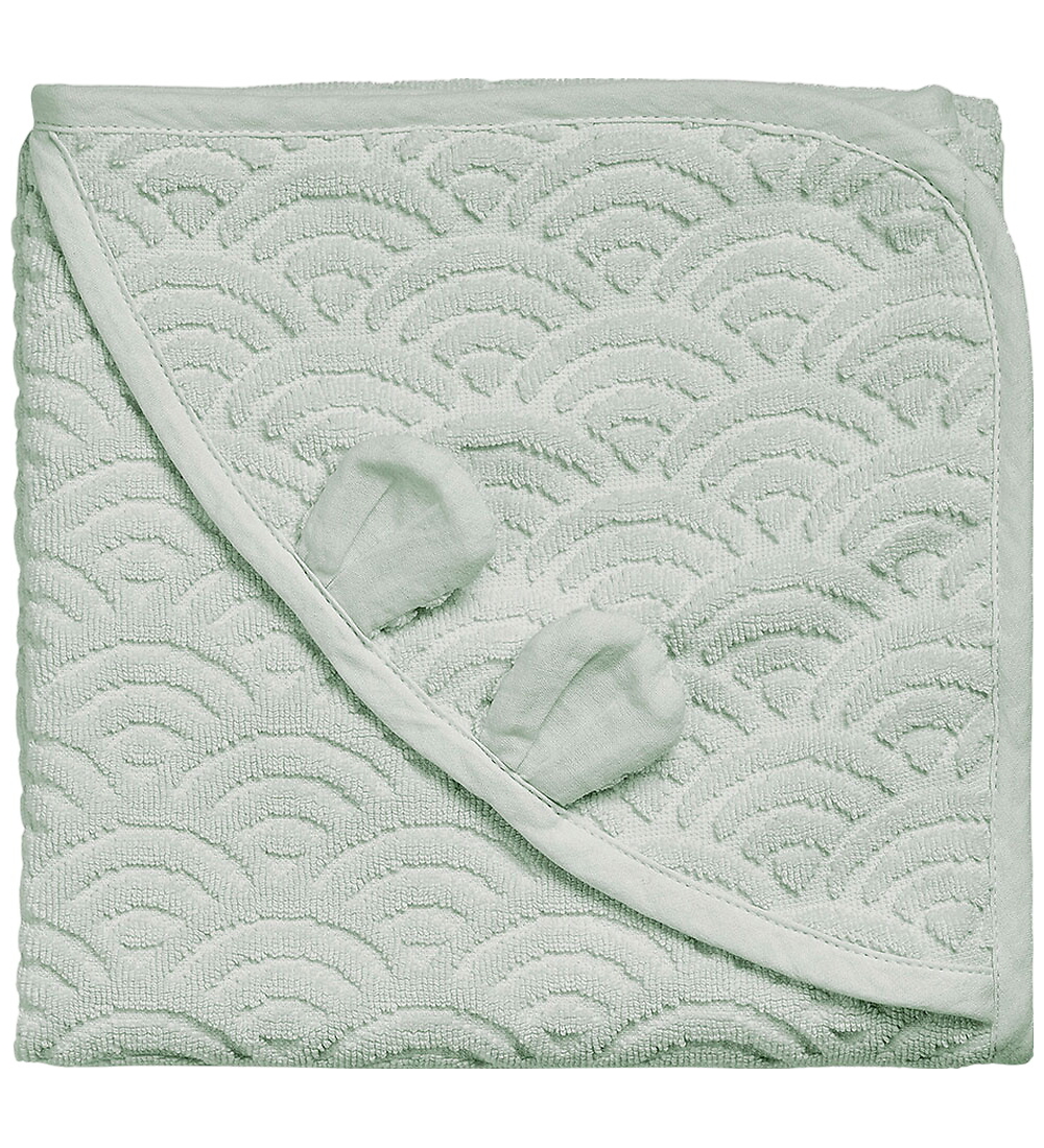 Serviette pour bébé Cam Cam - 80x80 cm - Dusty Green av. Oreille
