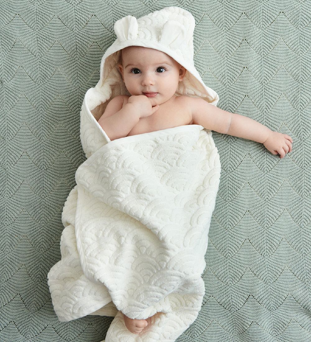 Cam Cam Baby towel - 70x130 cm - Off-White w. Ears