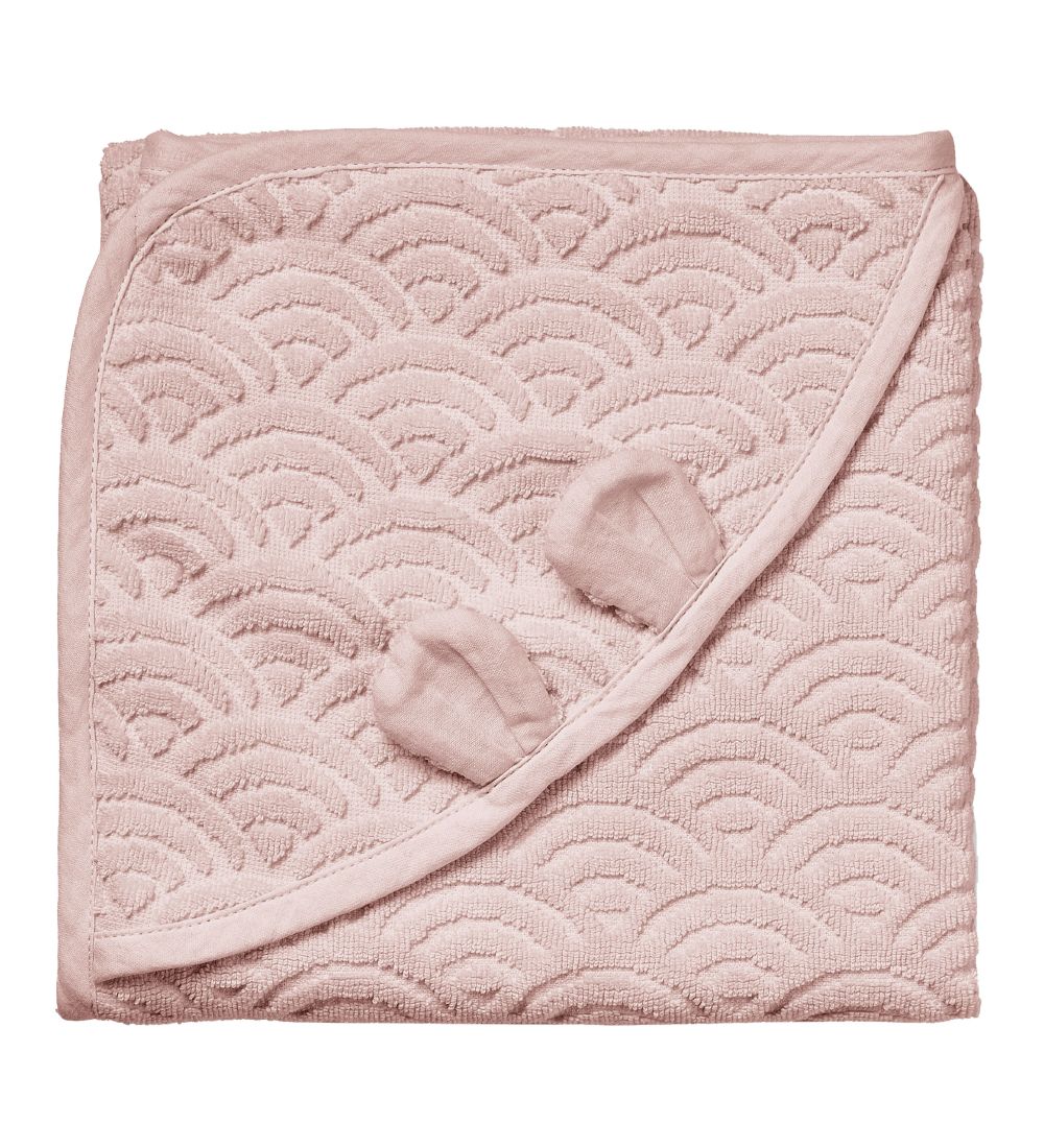 Cam Cam Hooded Towel - 80x80 cm - Dusty Rose w. Ears