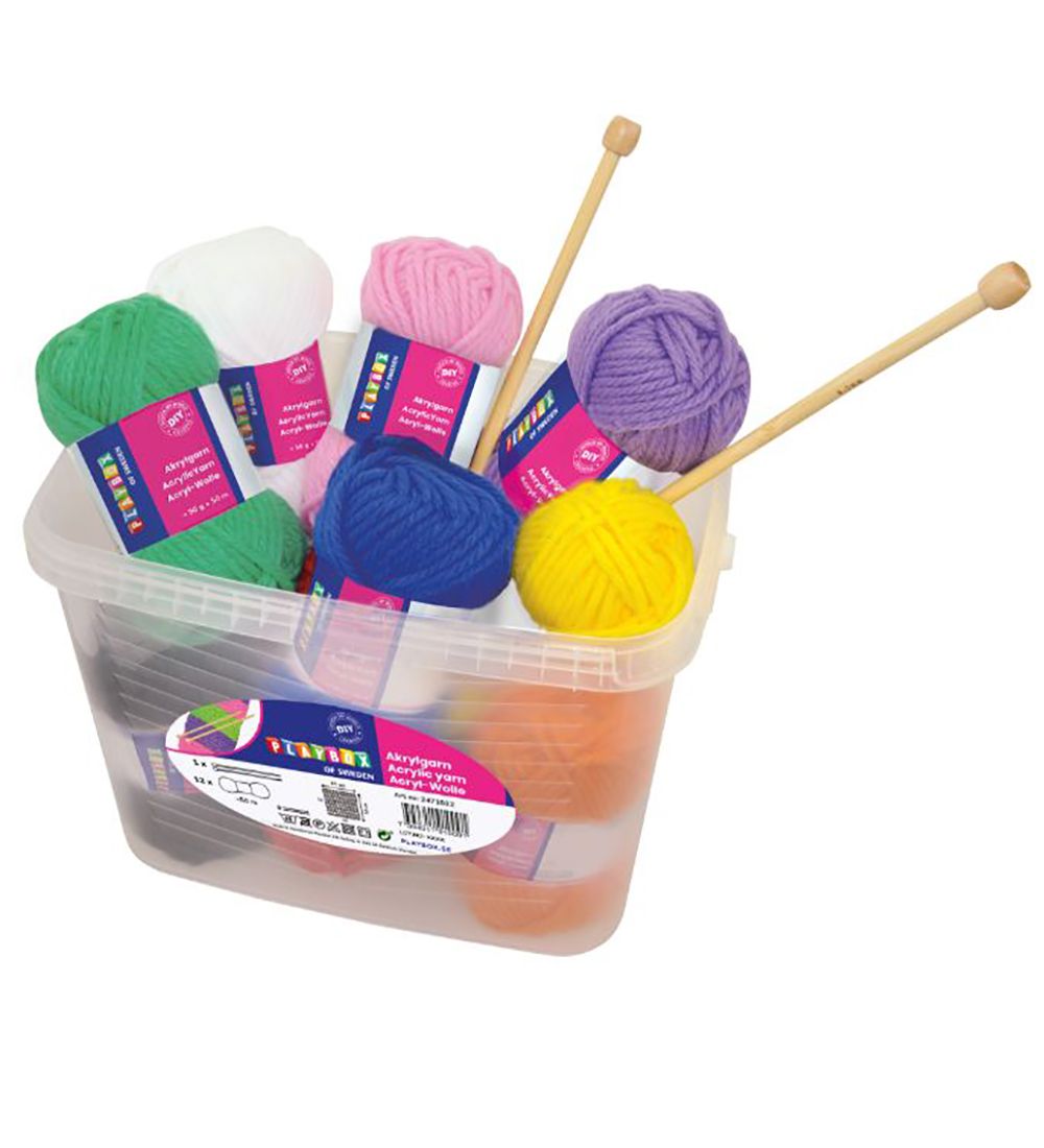 Playbox Yarn Kit - 12 Yarns and 1 Set Of Knitting Needles