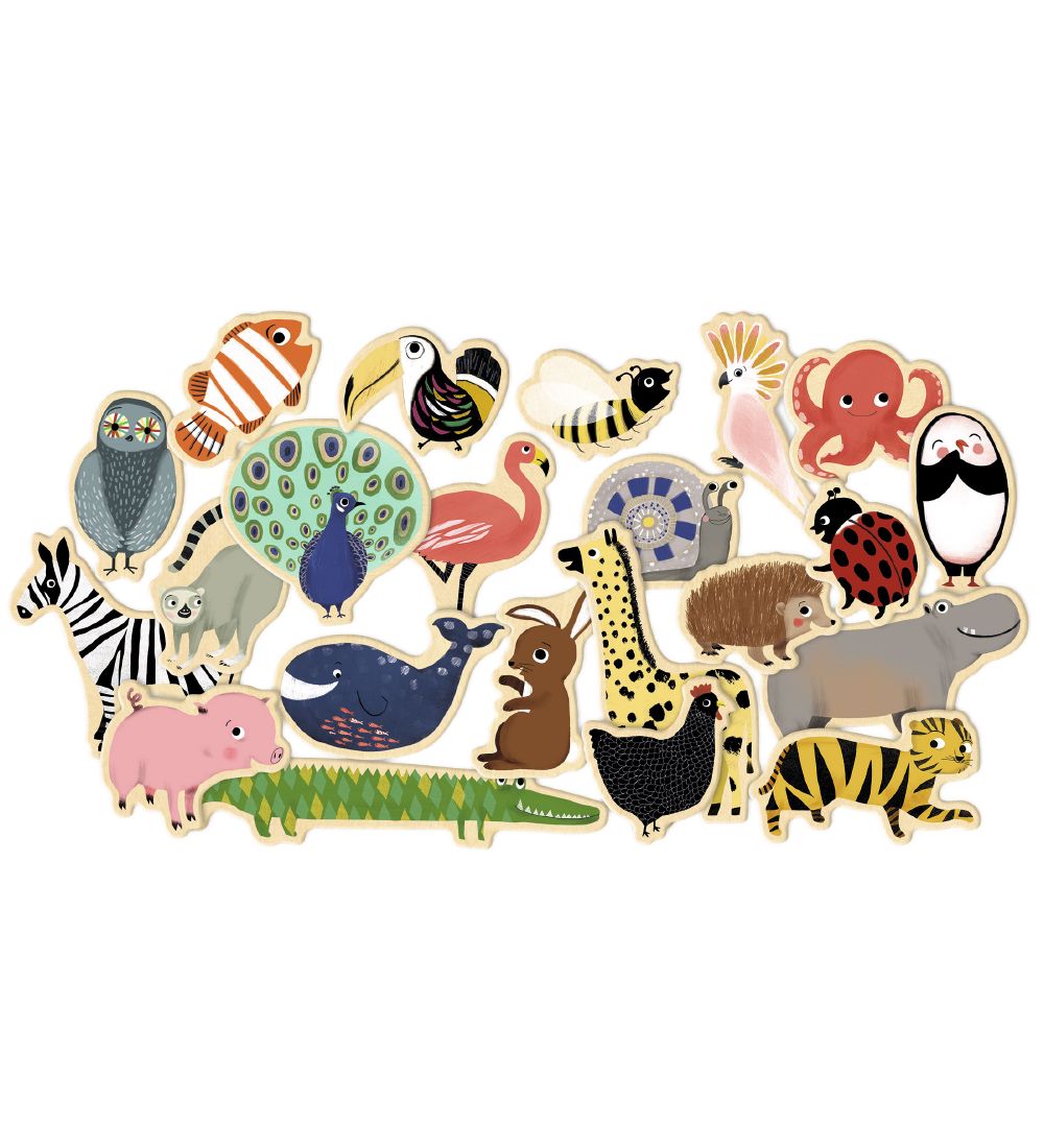 Aimants en bois Djeco - 36 pces - Animaux