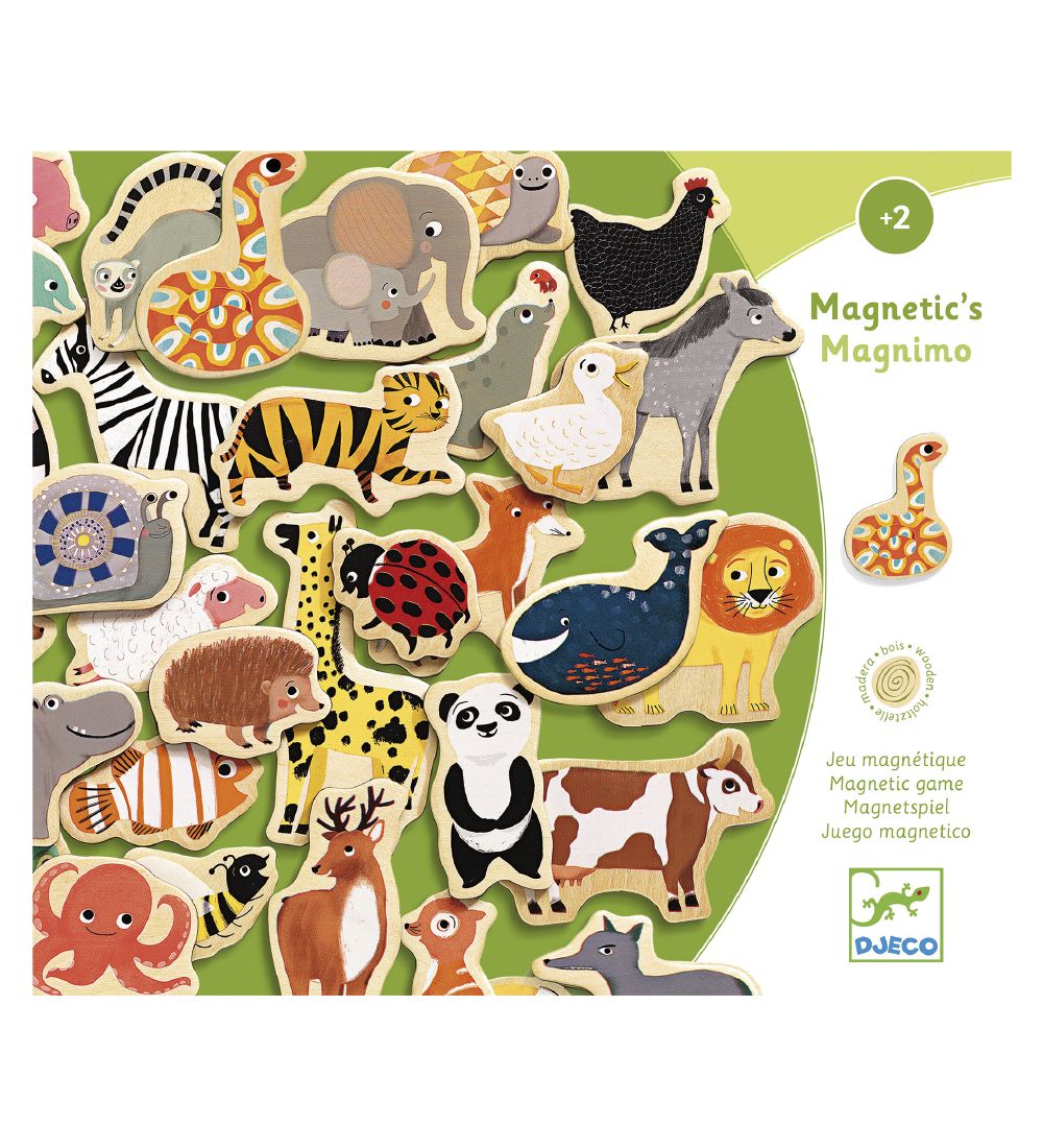 Aimants en bois Djeco - 36 pces - Animaux