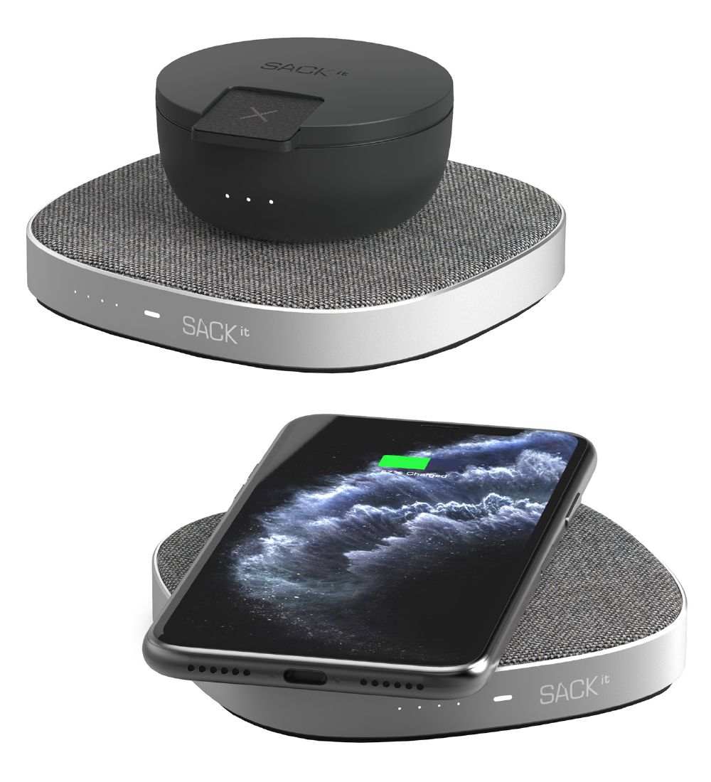 SACKit Charger/Power Bank - CHARGEit - Wireless - Gray - 6,000mA