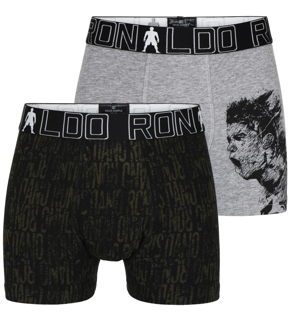 Ronaldo Boxershorts - 2er-Pack - Grau Meliert/Schwarz m. Muster