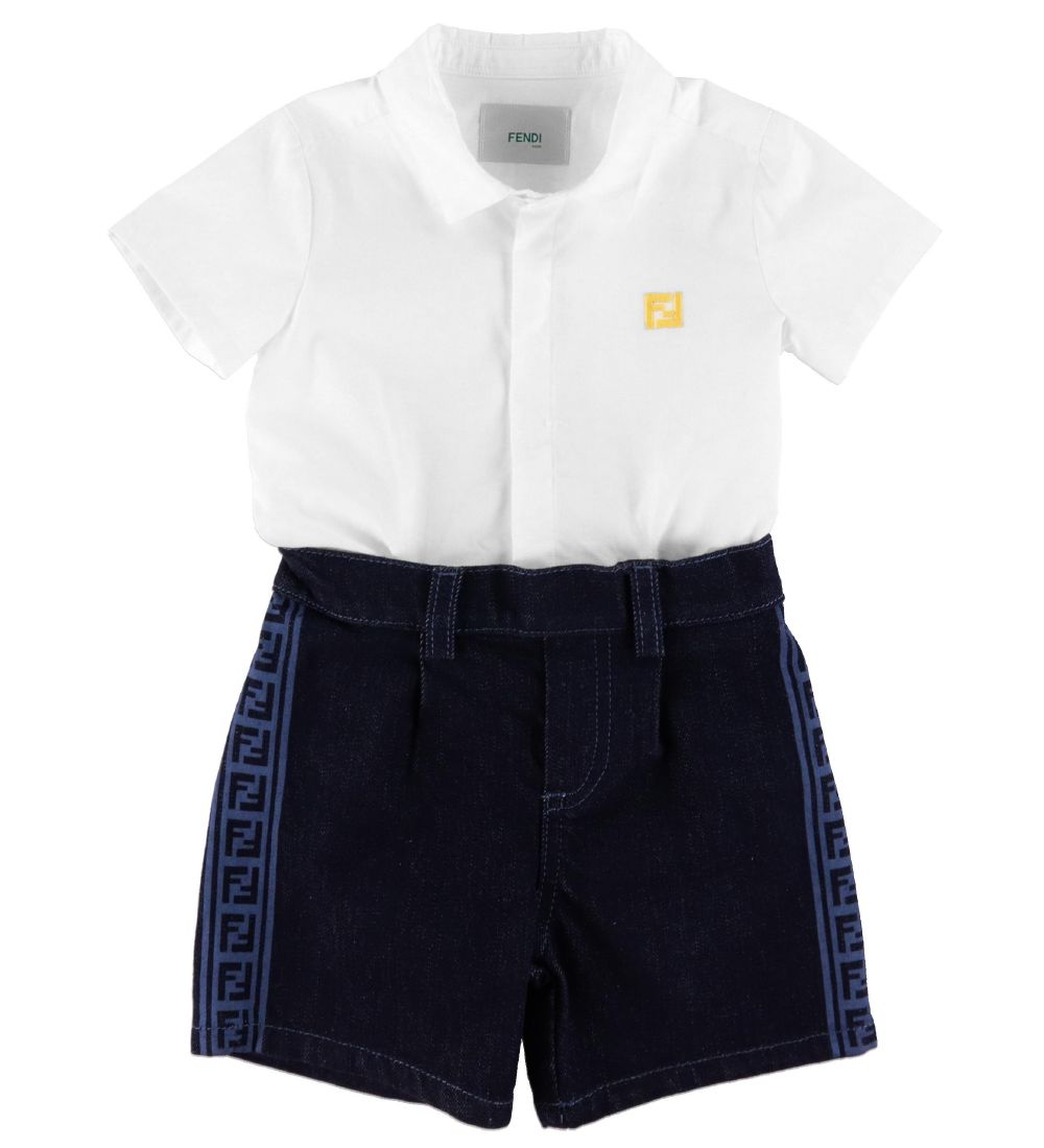 Fendi Set - Shirt/Shorts - White/Denim Dark Blue