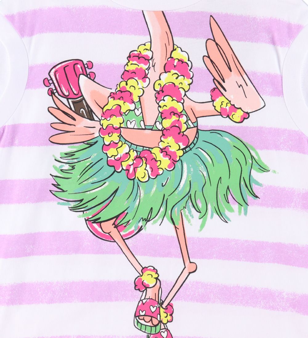 Stella McCartney Kids Kleid - Lila/Weiß gestreift m. Flamingo