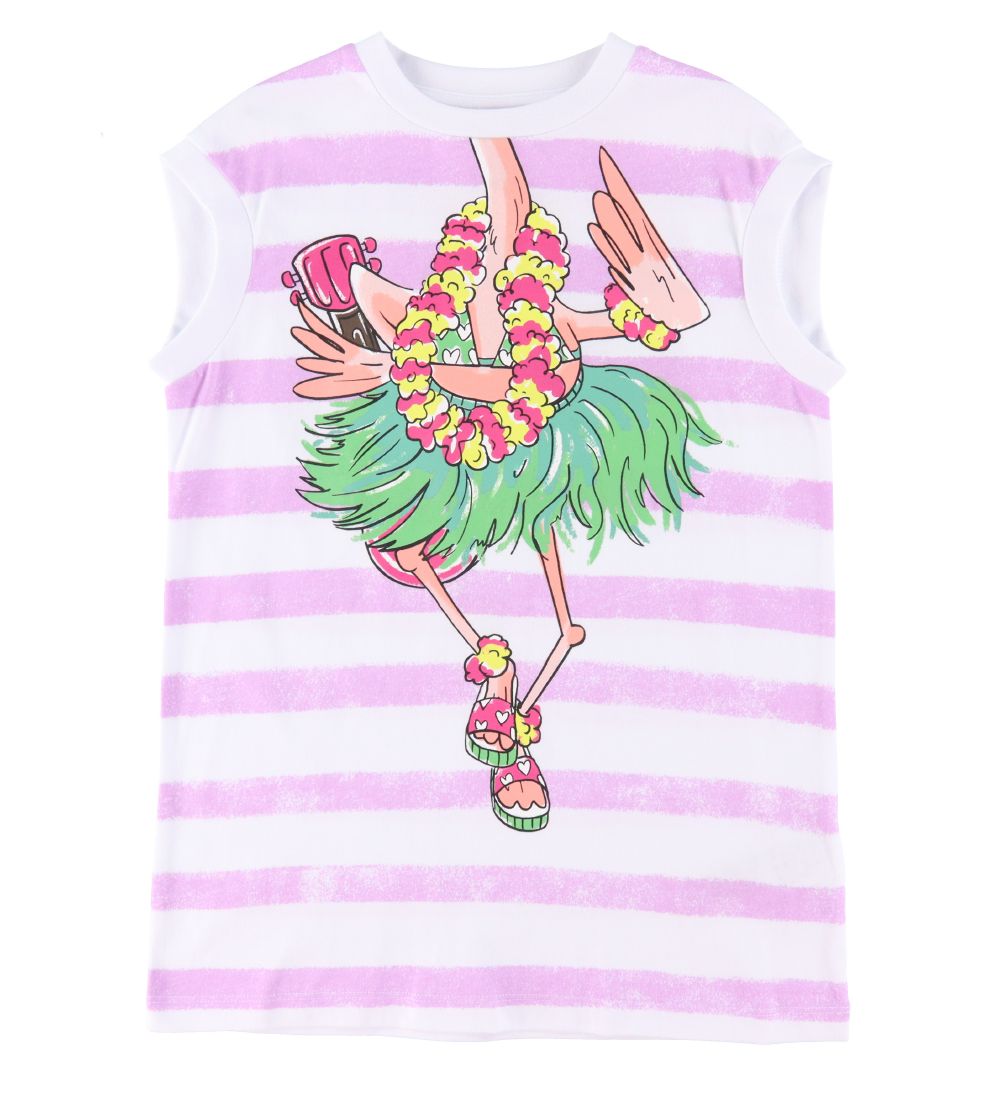 Stella McCartney Kids Kleid - Lila/Weiß gestreift m. Flamingo