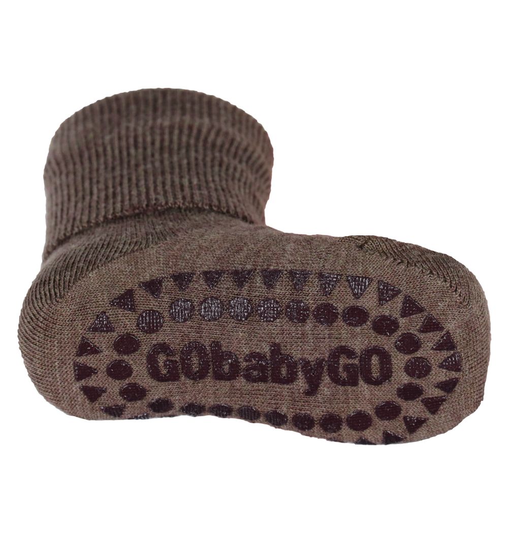 GoBabyGo rutschfeste Socken - Wolle - Braun