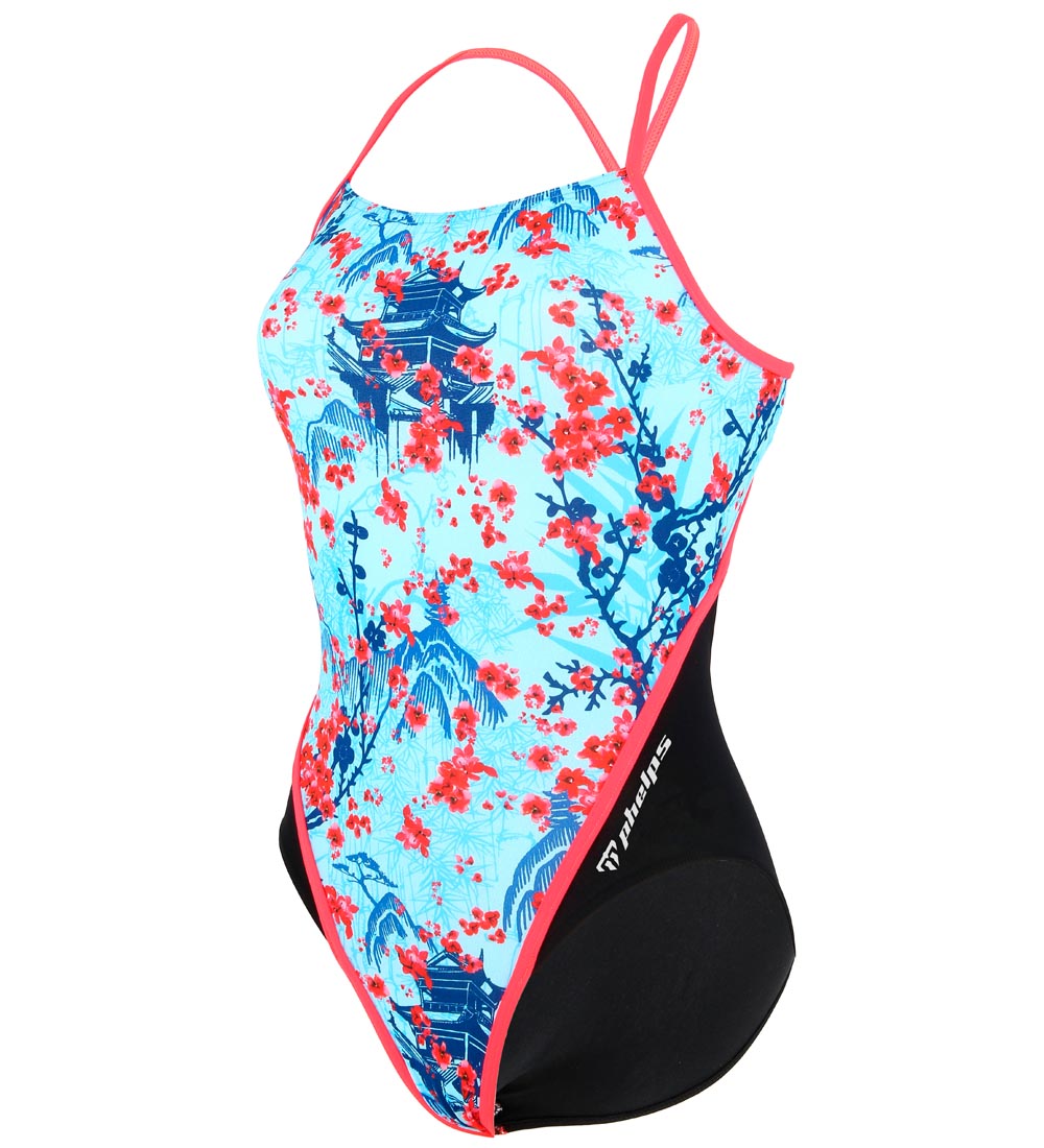 Maillot de Bain Phelps - UV50+ - Bleu av. Fleurs