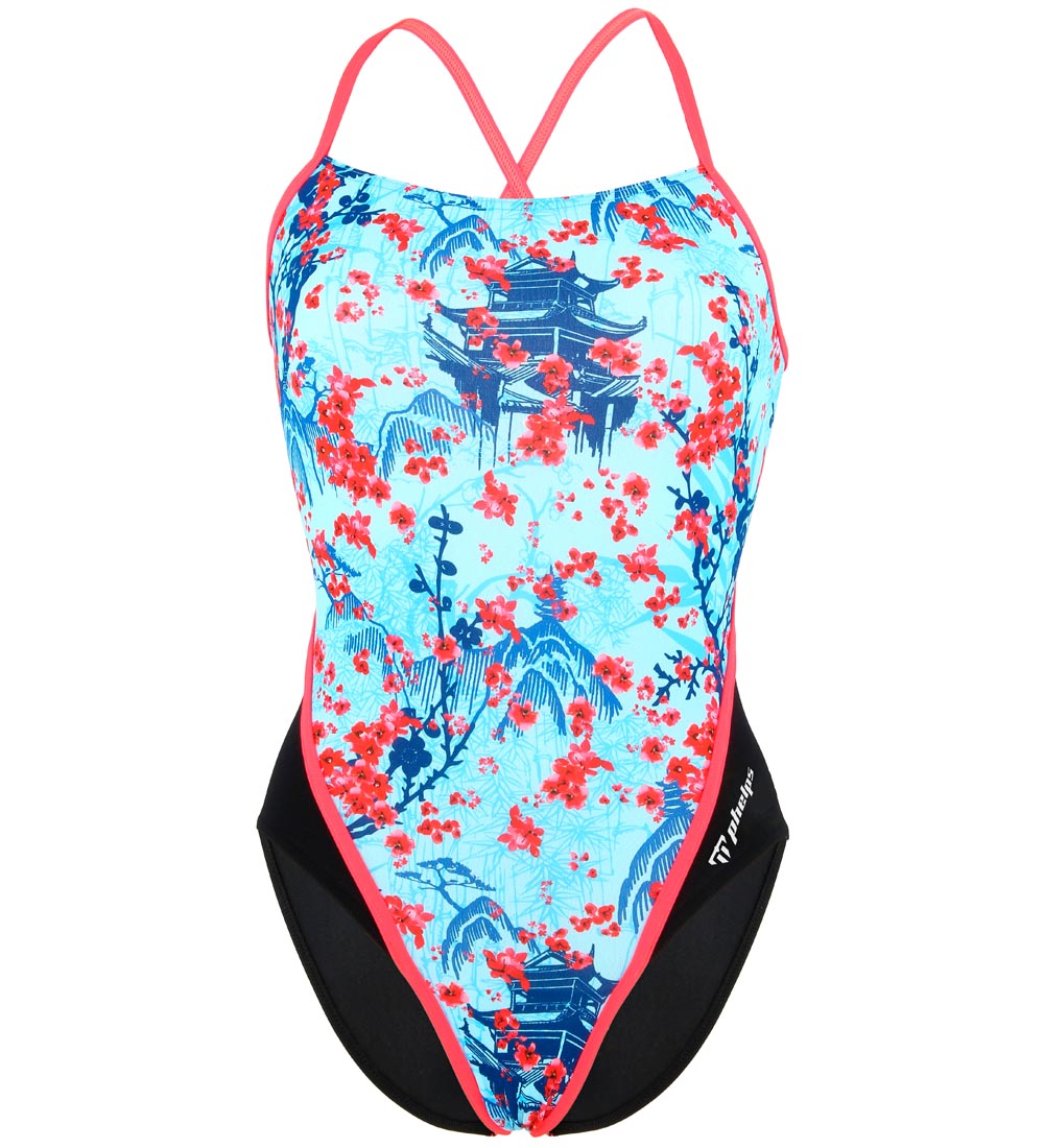 Maillot de Bain Phelps - UV50+ - Bleu av. Fleurs