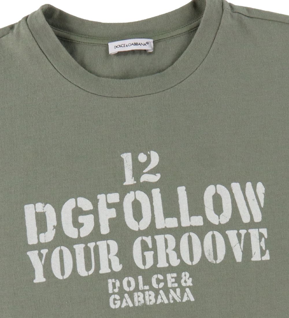 Dolce & Gabbana T-skjorte - DG Skate - Armygrønn m. Hvit