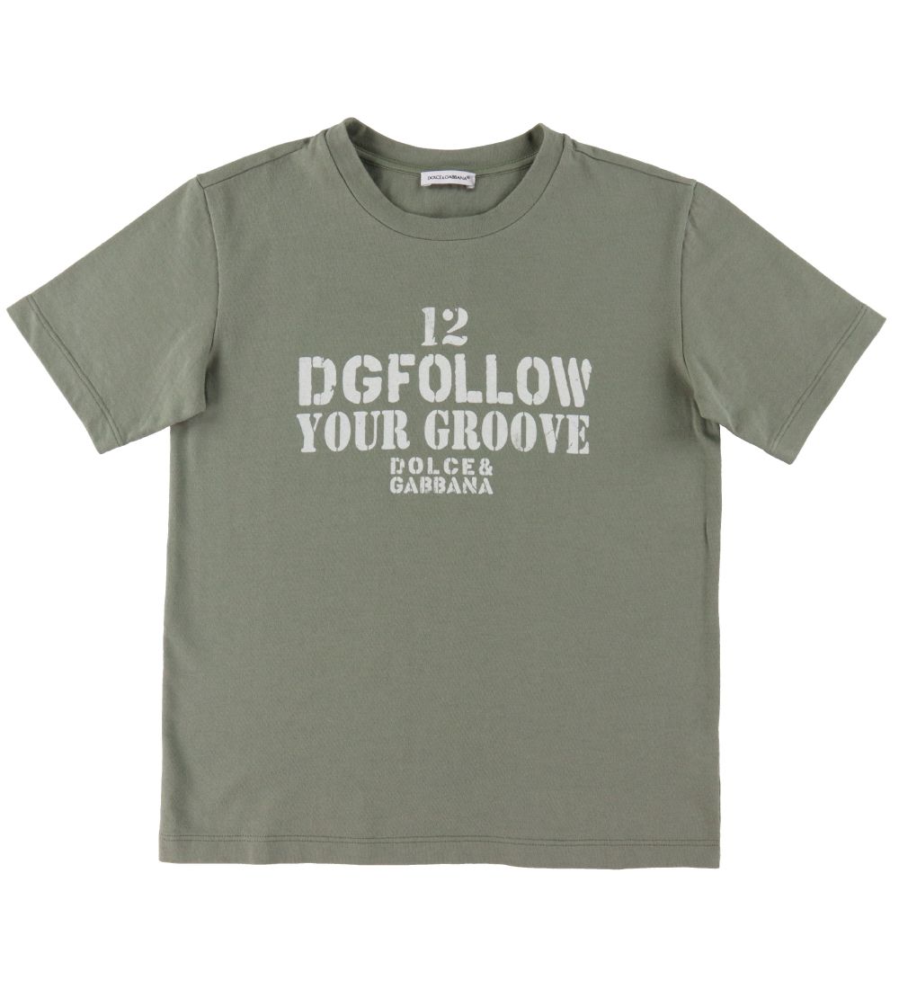 Dolce & Gabbana T-skjorte - DG Skate - Armygrønn m. Hvit