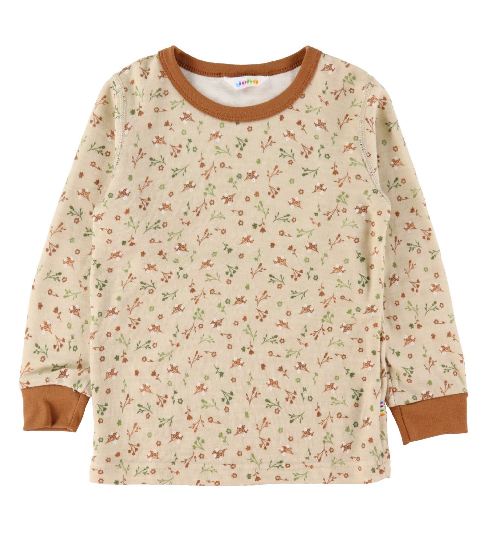 Joha Blouse - Wool/Viscose - Brown/Beige w. Flowers