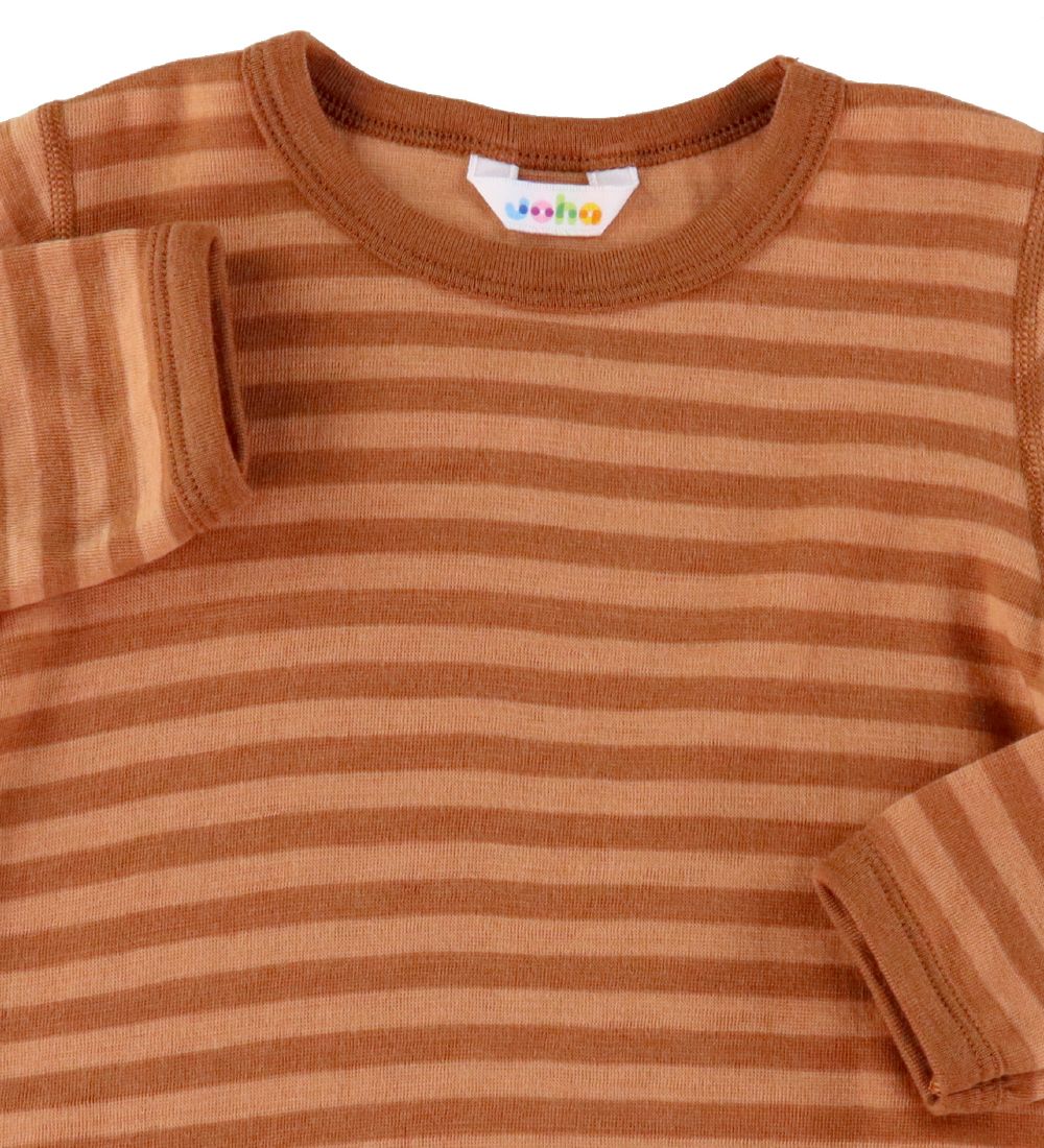 Joha Blouse - Wool - Brown w. Stripes