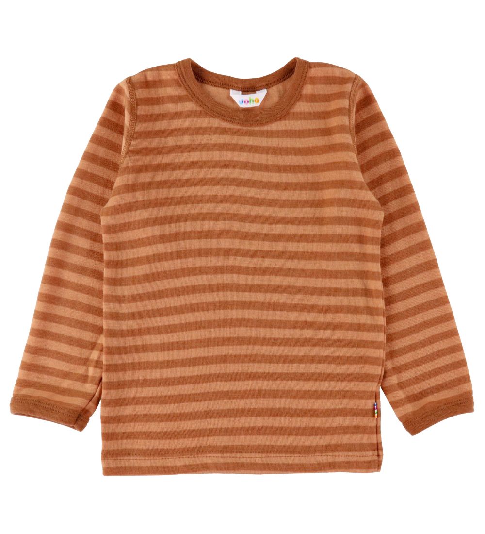 Joha Blouse - Wool - Brown w. Stripes