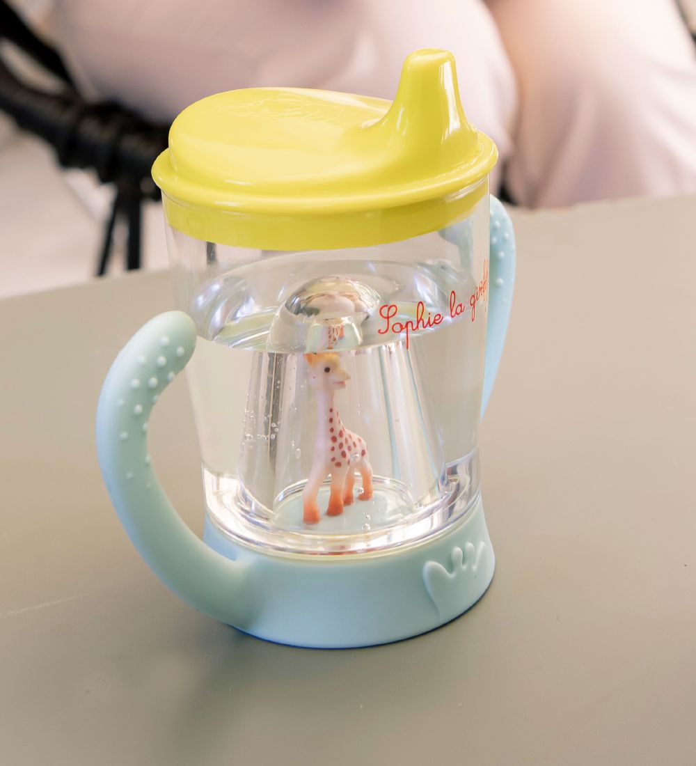 Sophie la Girafe Cup w. Handle/Spout Lid - Transparent/Green w.