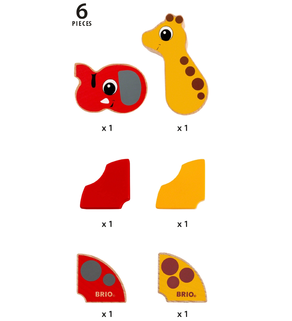 BRIO Magnetic Toys - 6 Parts - Giraffe and Elephant 30284