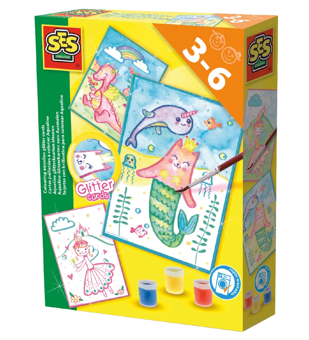 SES Creative - Colouring Aqualine Glitter Cards