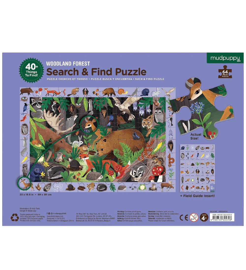 Mudpuppy Puzzle - Search And Find - 64 pcs - Woodland Forest