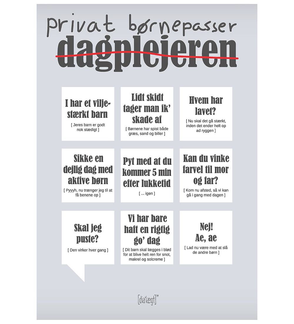 Dialægt Poster - 30x42 - Privat Børnepasser