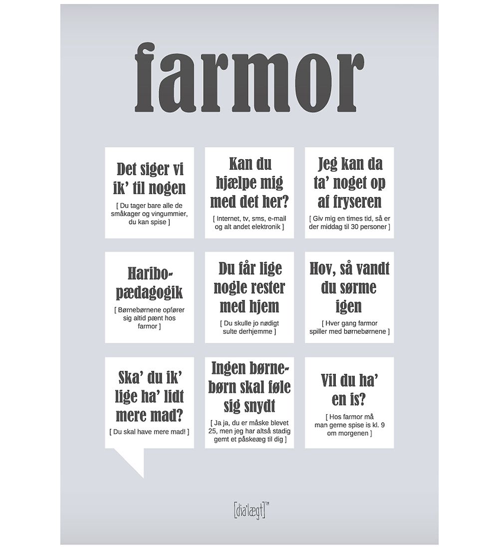 Dialægt Poster - 30x42 - Farmor