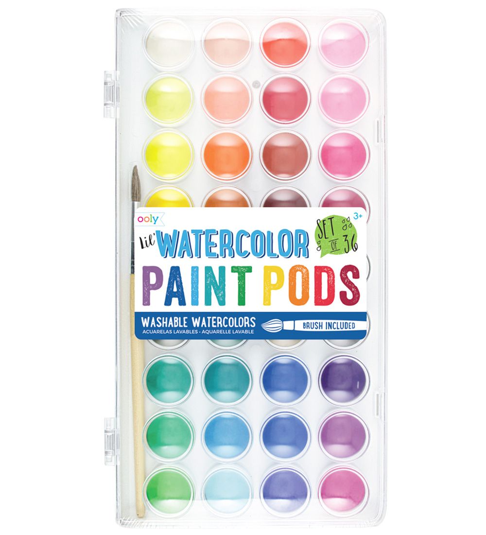 Ooly Watercolours w. Brush - Paint Pods - 36 pcs - Multicoloured