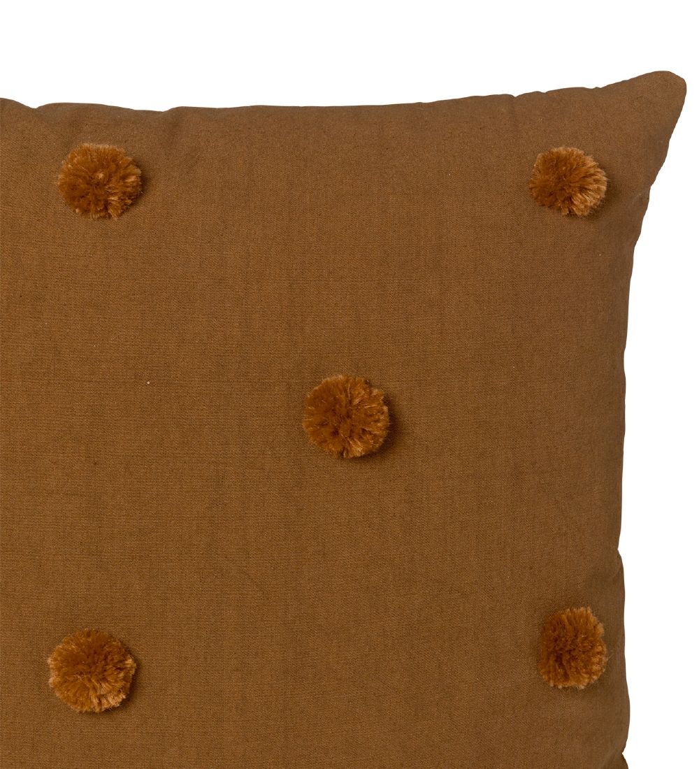 ferm Living Cushion - 48x48 - Sugar Kelp Mustard w. PomPom