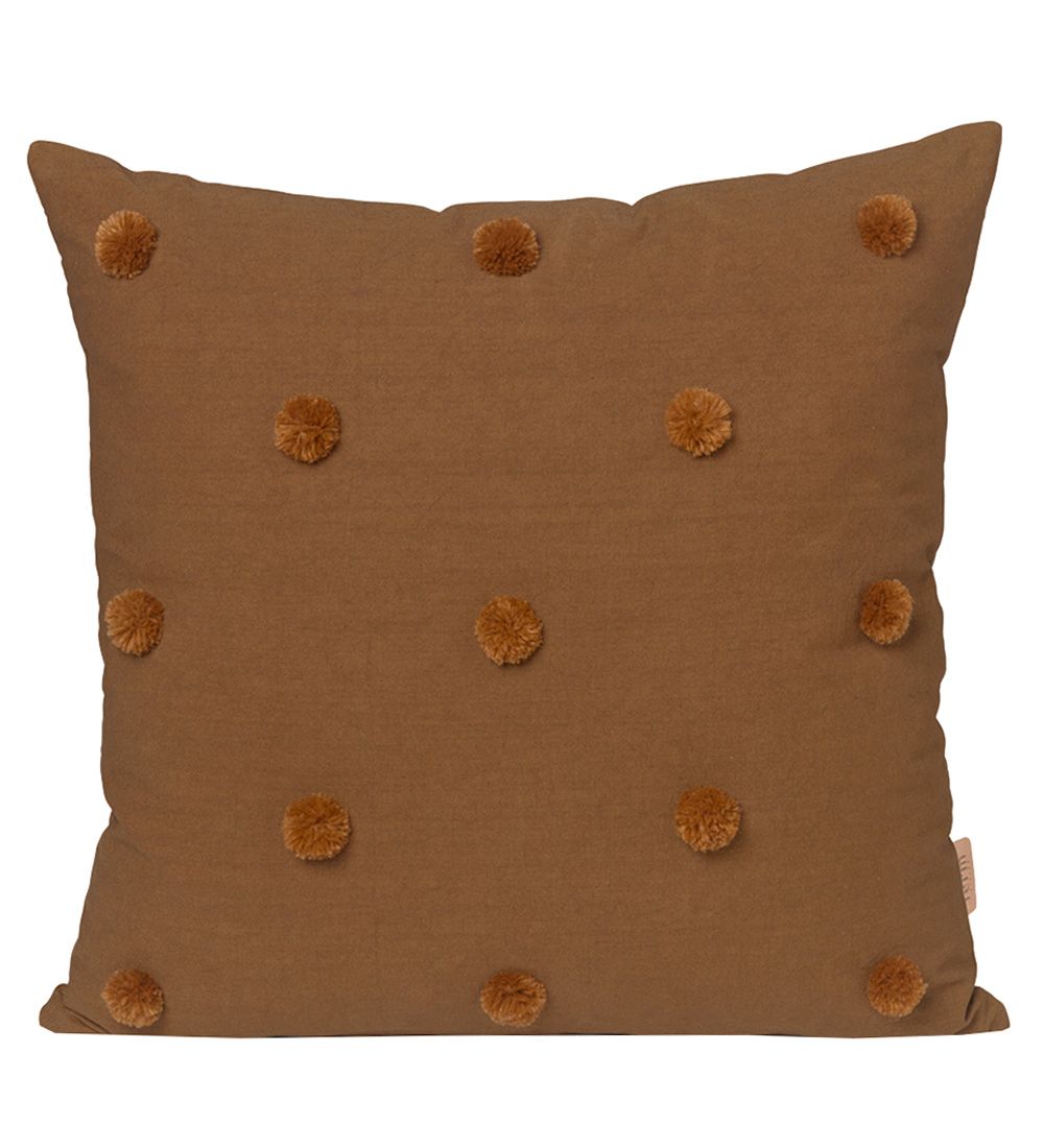 ferm Living Cushion - 48x48 - Sugar Kelp Mustard w. PomPom