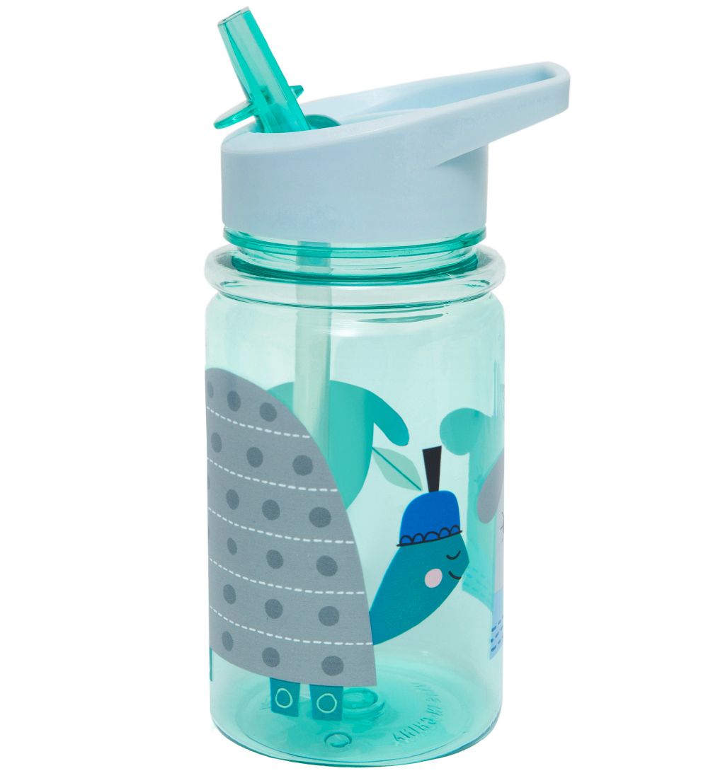 Petit Monkey Water Bottle w. Spout - 400 ml - Mint w. Animals