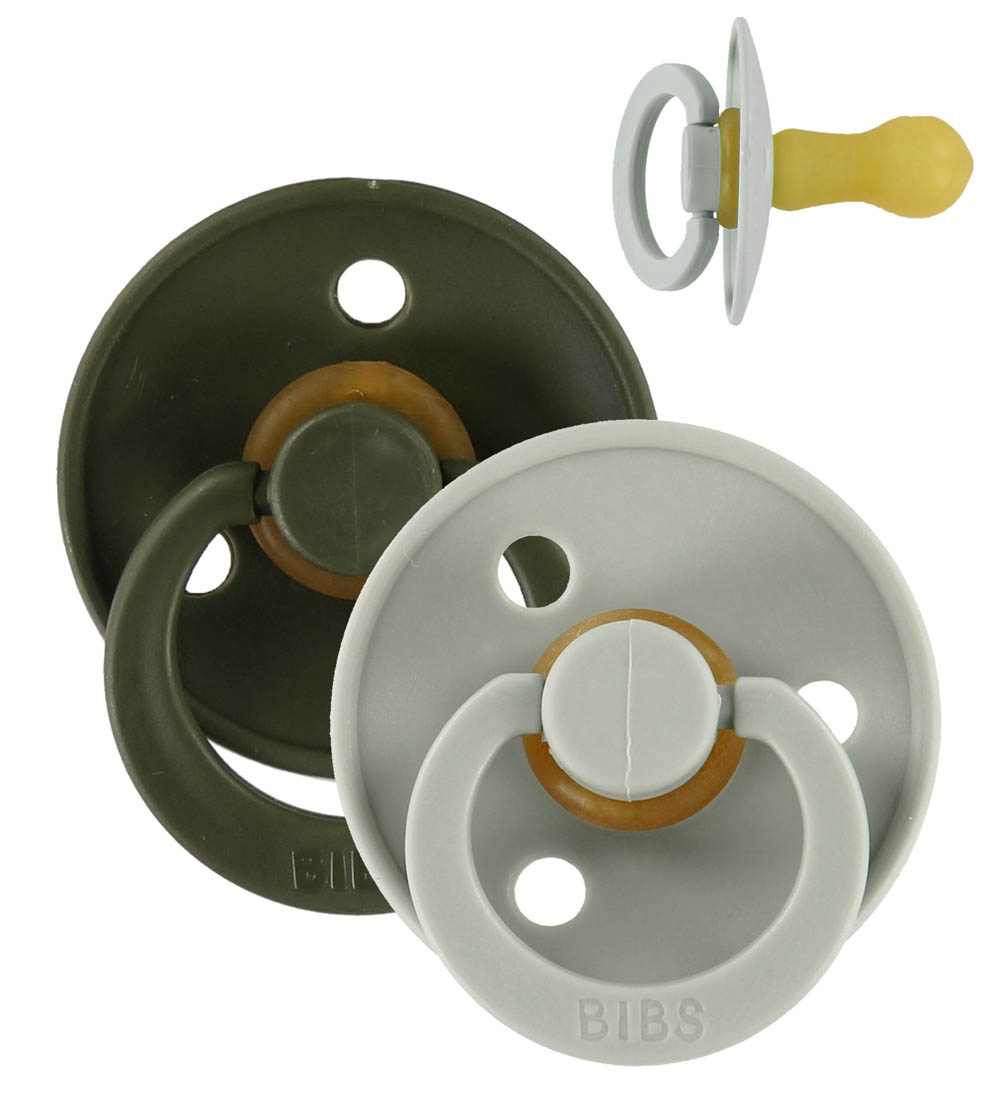 BIBS Colour Pacifiers - Size 3 - 2-Pack - Round - Sage/Hunter Gr