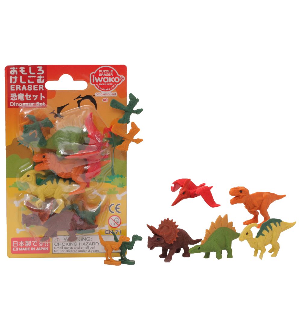 Iwako Erasers - Dinosaur Set - 9 Parts