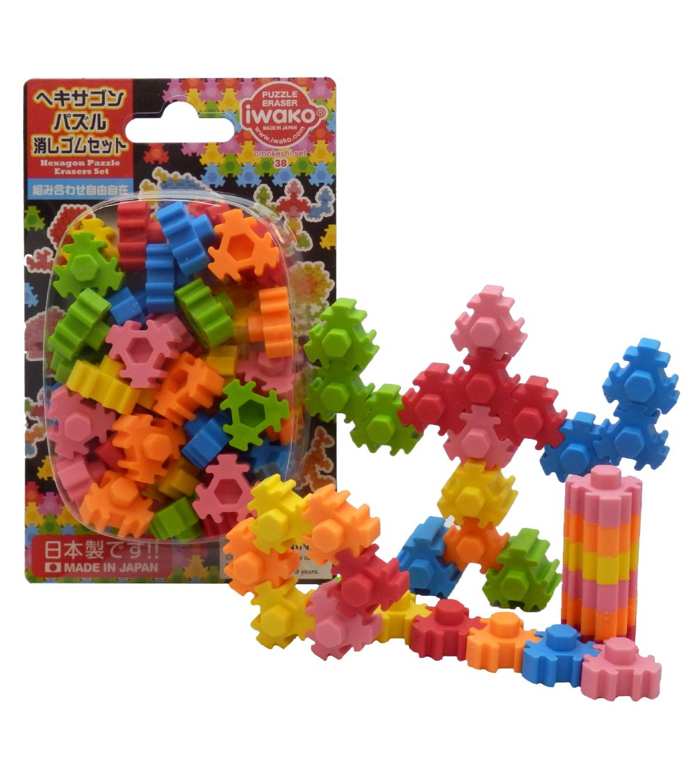 Iwako Erasers - Hexagon Puzzle - 36 Parts