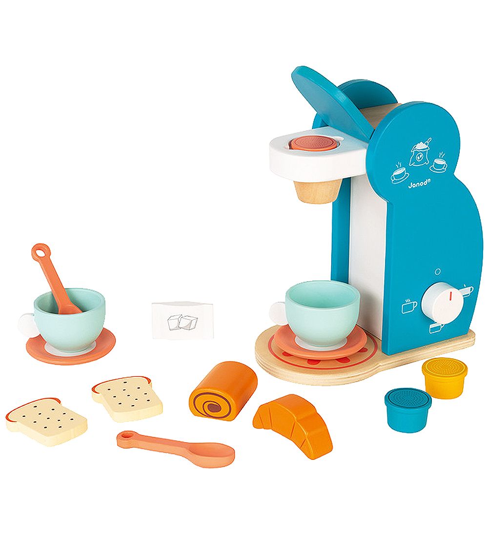Janod Toy - Wood - Coffee machine w. Breakfast