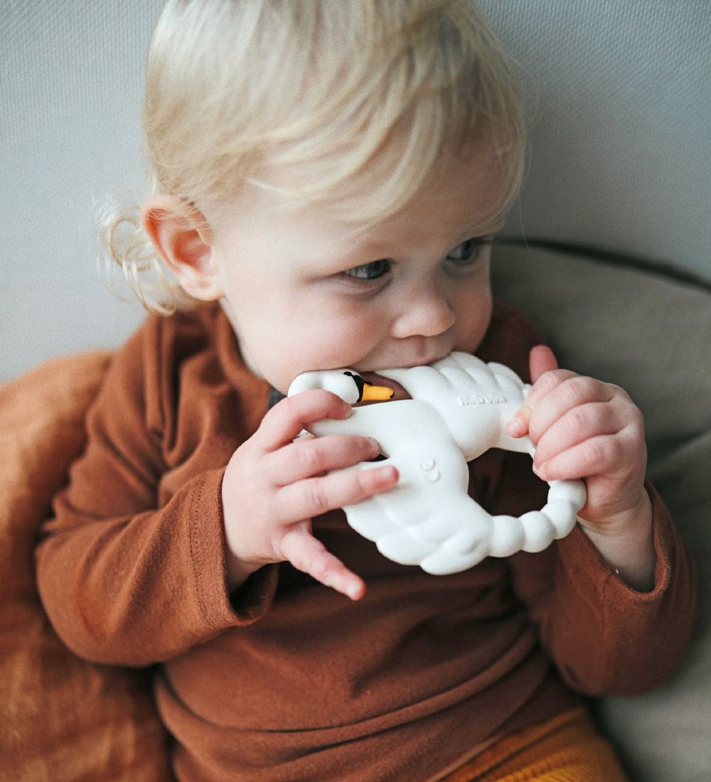 Natruba Teether - Natural rubber - Swan - White