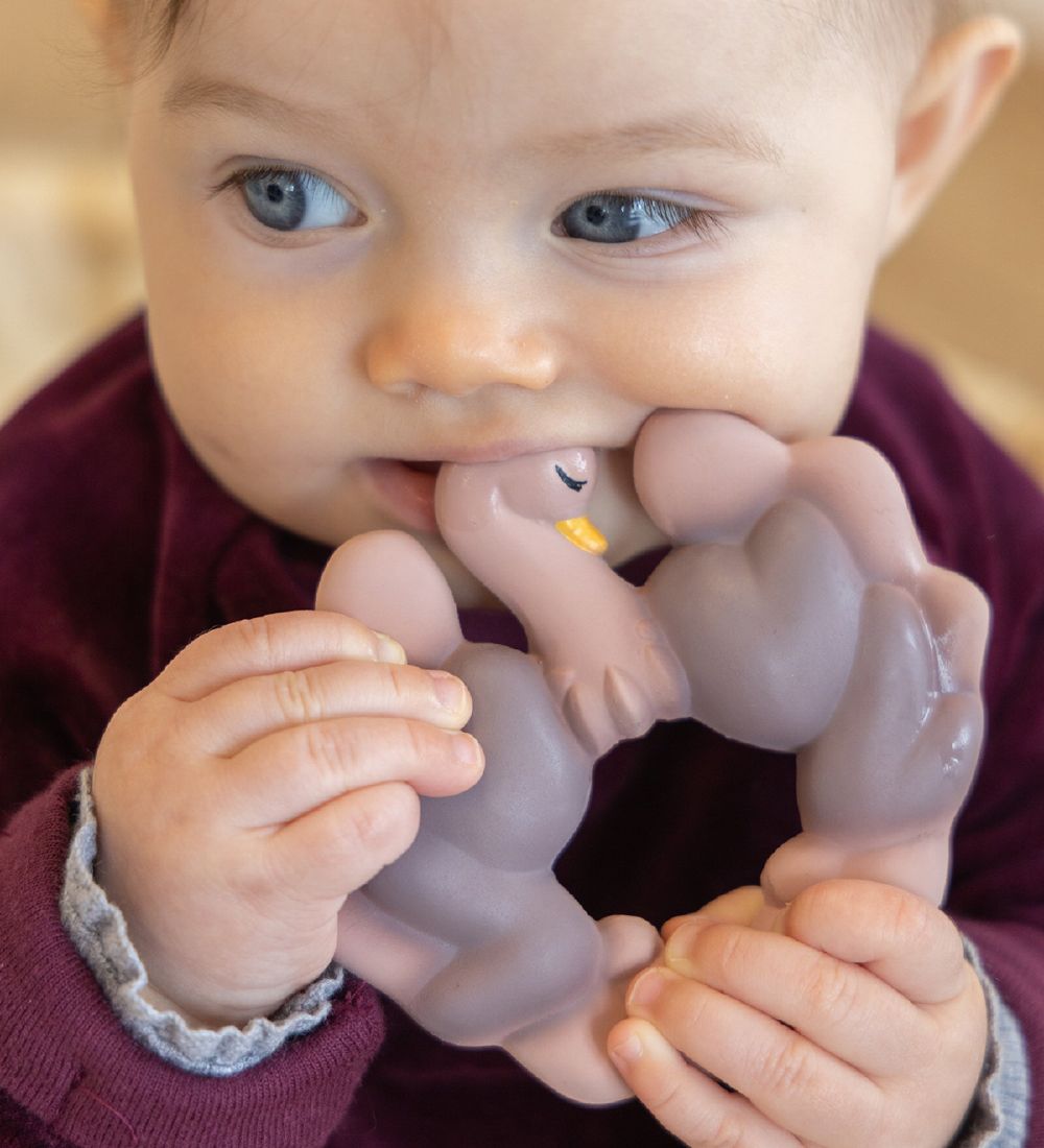 Natruba Teether - Natural rubber - Ostrich - Rose