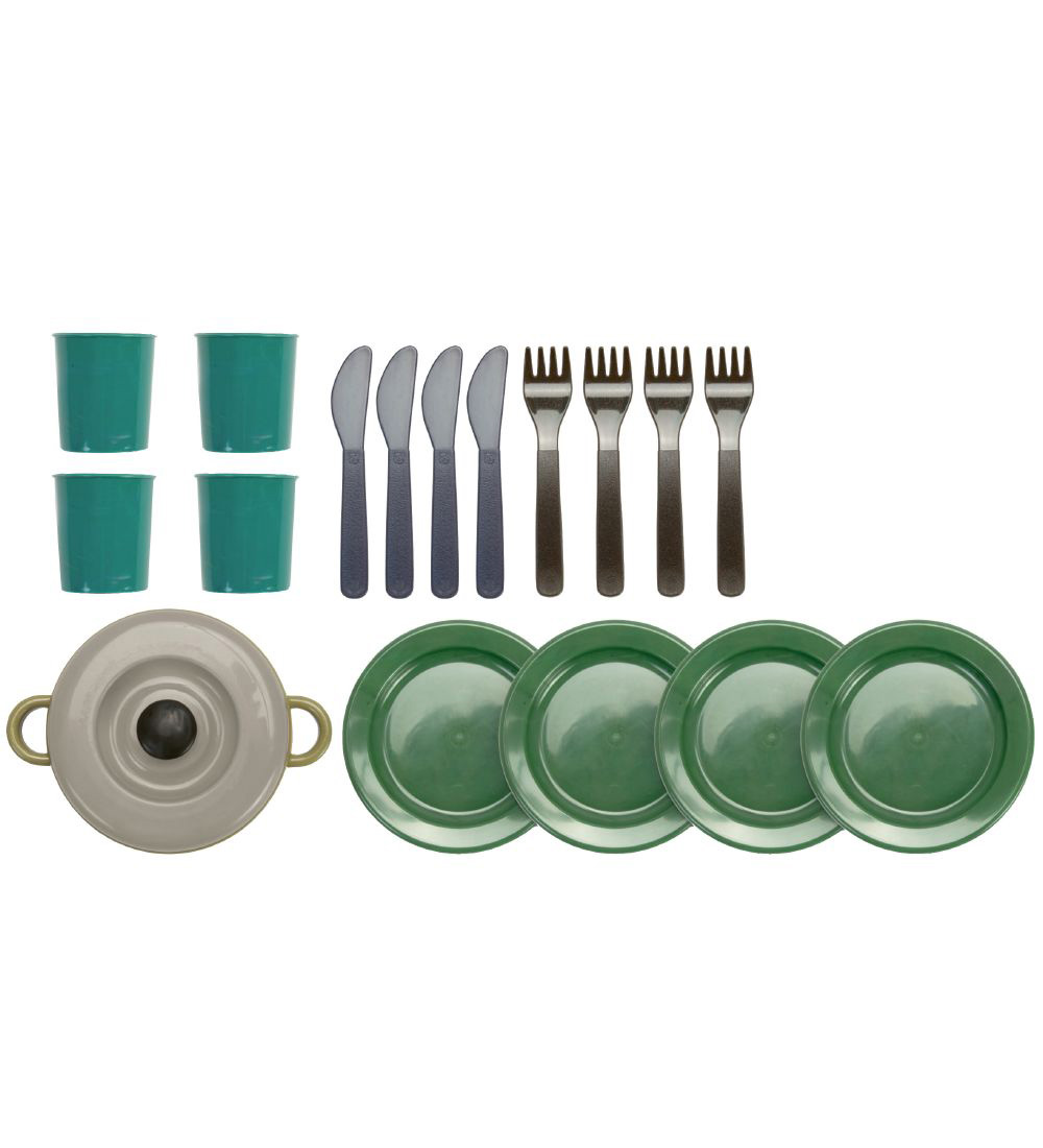 Dantoy Green Bean Geschirr - 22 Teile - Verschiedene Erdfarben