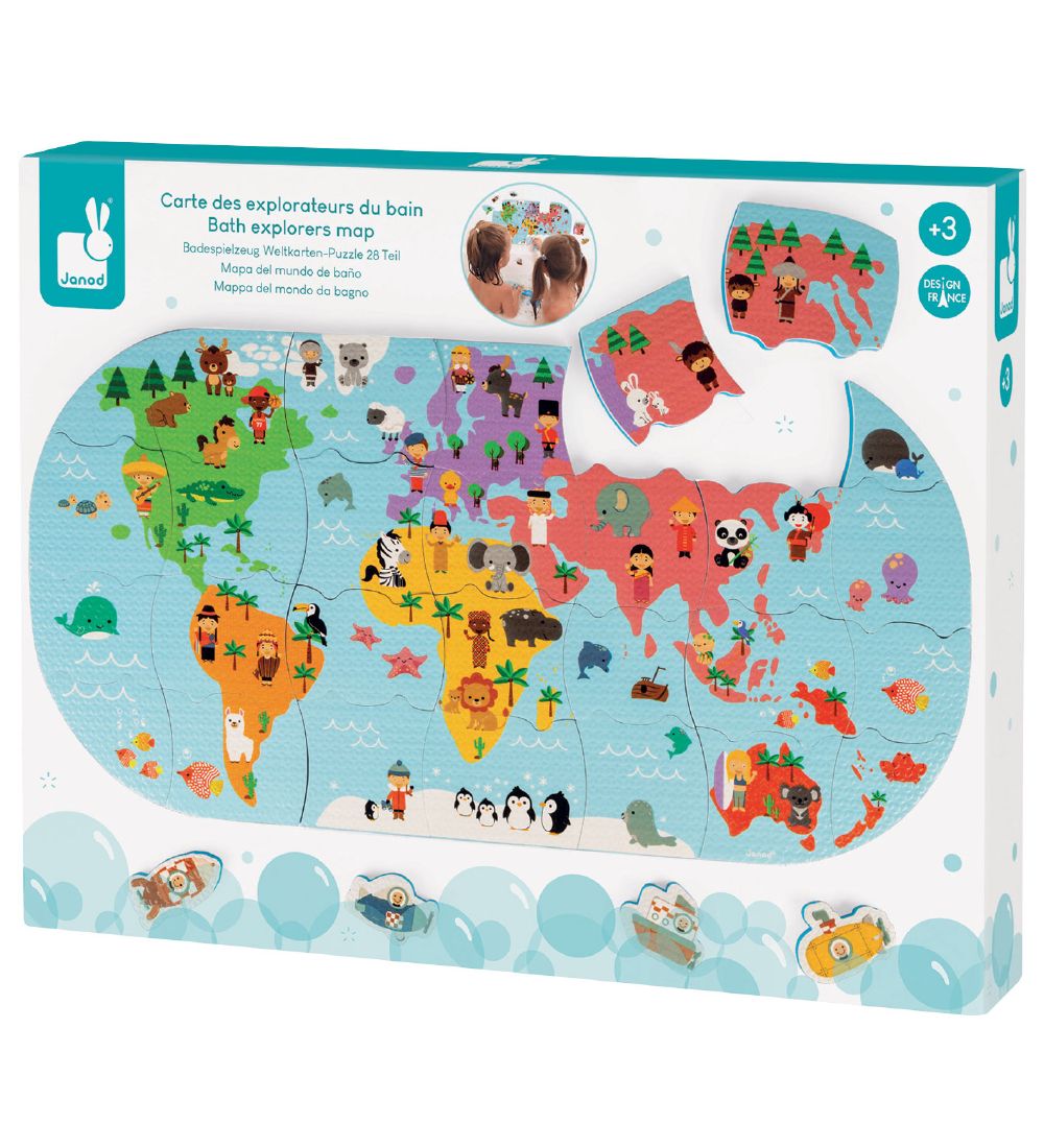 Janod Bath Toy - Puzzle of the World