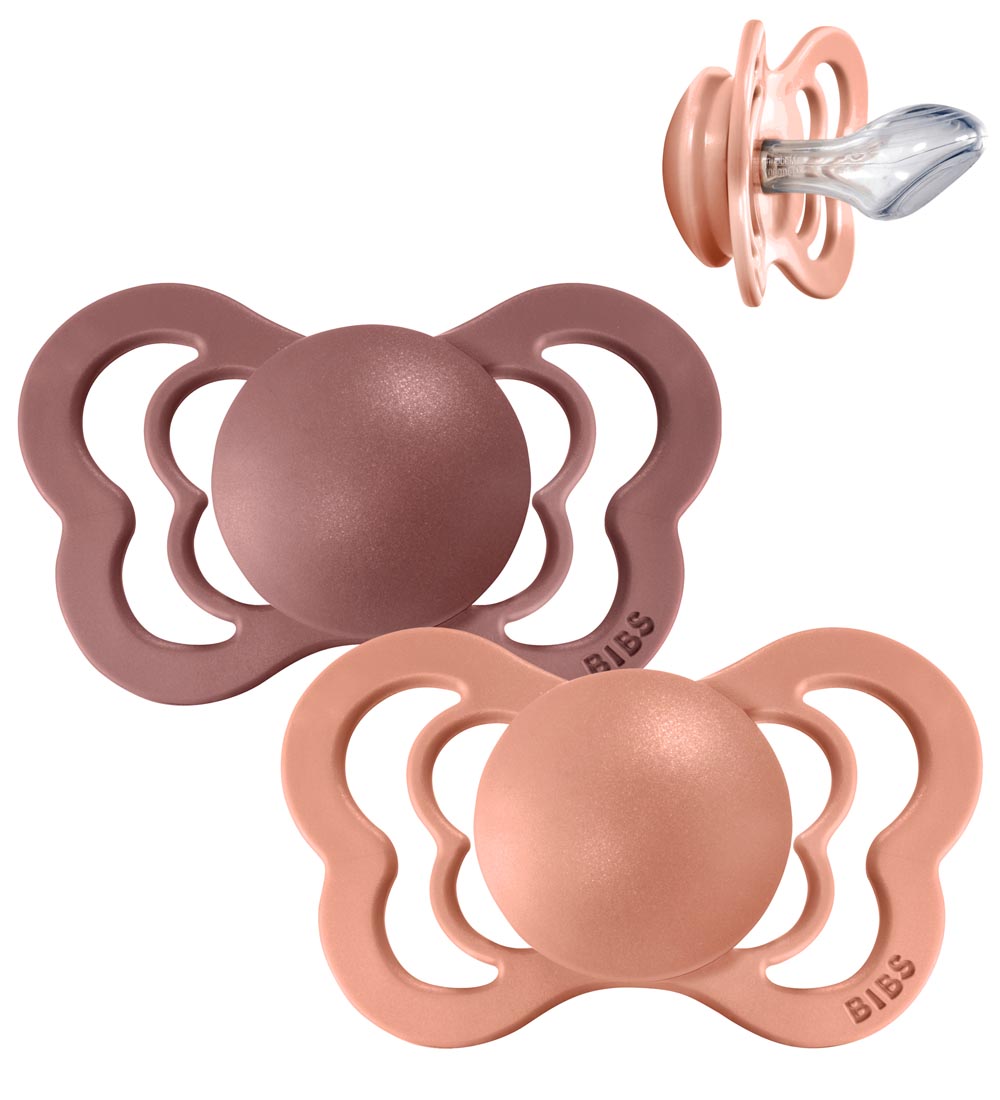 BIBS Couture Pacifiers - Size 1 - 2-Pack - Anatomical - Peach/Wo