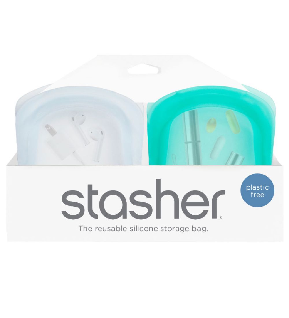 Stasher Storage Bags - 2-pack - 118 ml - Aqua/Transparent