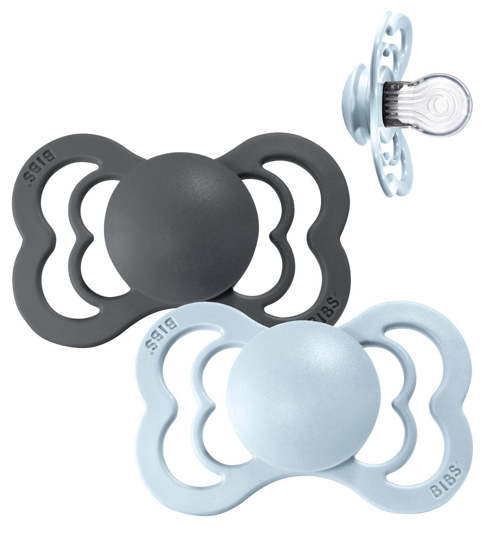 Bibs Supreme Dummies - Size 2 - Iron/Baby Blue
