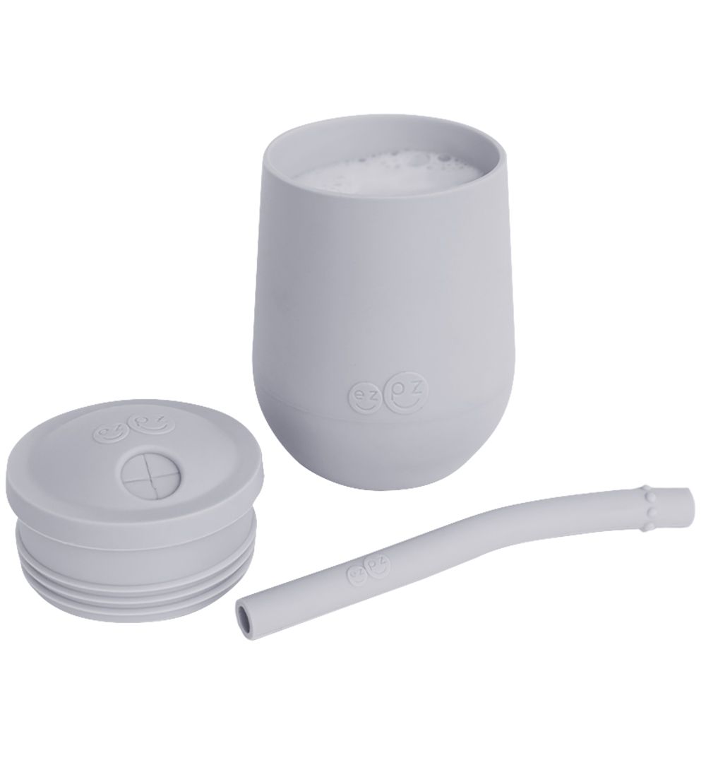 EzPz Mini Cup w. Straw - Silicone - Dusty Grey Blue