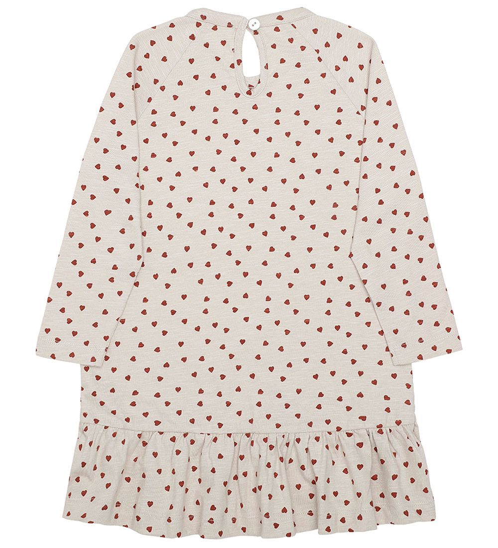 Monsieur Mini Dress - Frill - Beige w. Hearts