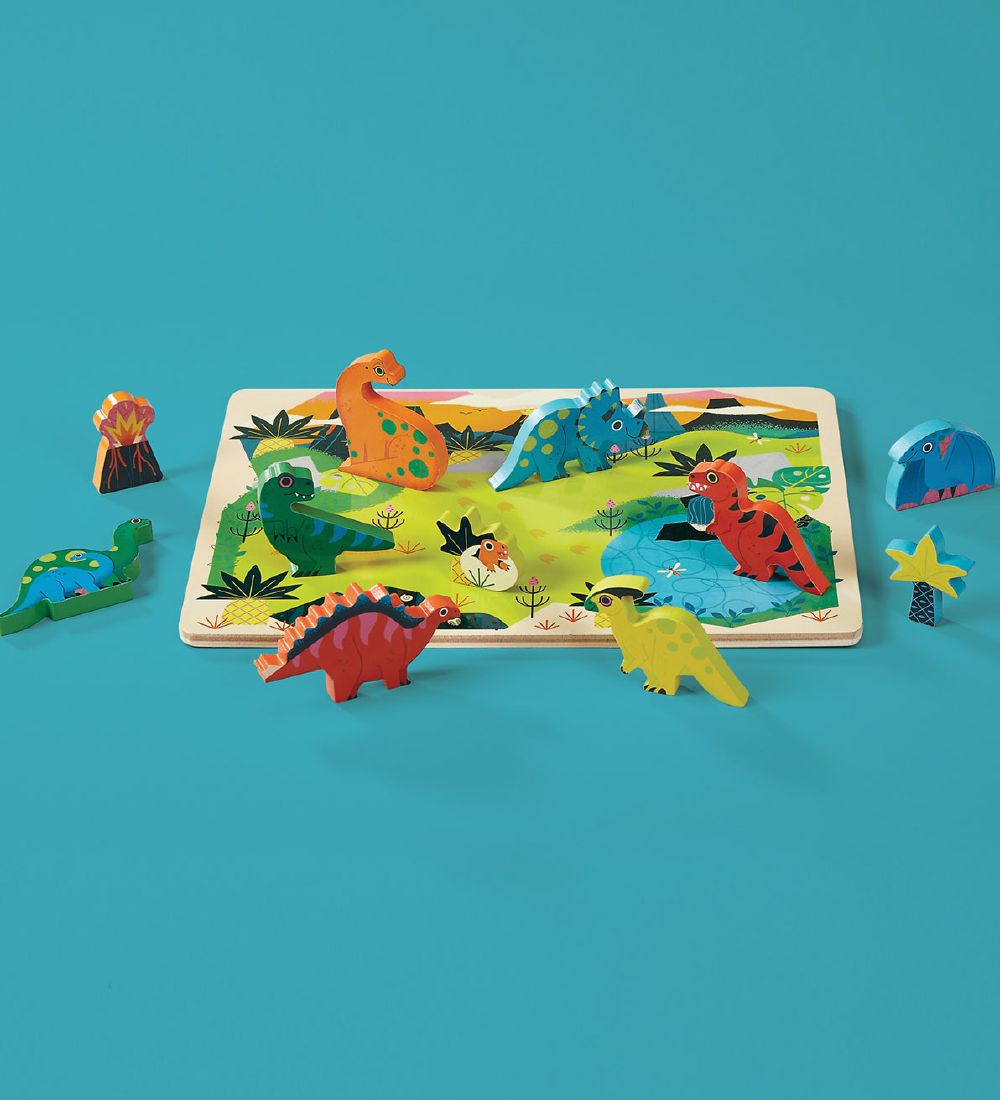 Crocodile Creek Puzzle - Wood - 16 Bricks - Dinosaurs