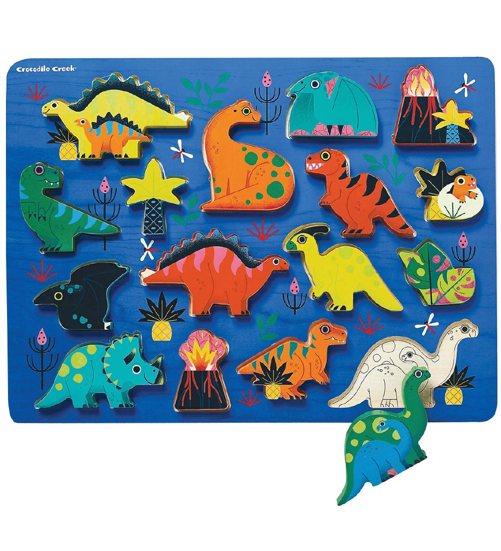 Crocodile Creek Puzzle - Wood - 16 Bricks - Dinosaurs